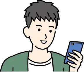 スマホを扱う男性のイラスト